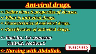 Antimicrobial therapy in urdu Antiviral drugs PostRn 1stBsn 3rd semester Unit2  Pharmacology [upl. by Gayla]