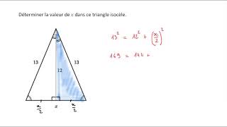 Théorème de Pythagore dans un triangle isocèle [upl. by Sualokcin]