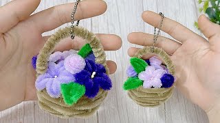 DIY Key chain flower Mini  Pipe Cleaner Flower Craft  Gift Ideas [upl. by Sukramaj]