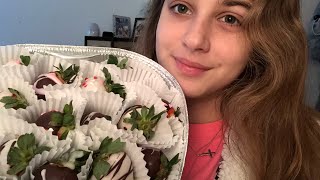 ASMR  chocolate covered strawberries  eating sounds and whispering [upl. by Anneis57]