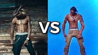 New Fortnite Travis Scott Head Banger amp Rage Emotes IRL side by side [upl. by Belldas]