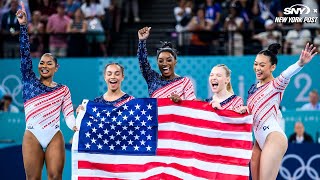 Simone Biles back on top as USA gymnastics captures gold in Olympics team final [upl. by Eednil]