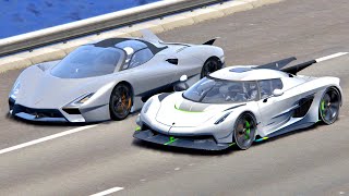 Koenigsegg Jesko Absolut vs SSC Tuatara  Drag Race 20 KM [upl. by Haidabez]