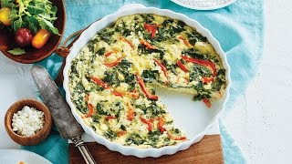 Spinach amp Roasted Red Pepper Crustless Quiche  2017 Milk Calendar [upl. by Russ428]