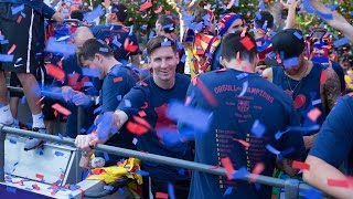 FC Barcelona  La Liga Champions Parade 2016 full version [upl. by Oretna]