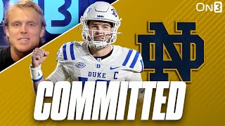 Riley Leonard Commits To Notre Dame  Fighting Irish Land Their QB Through Transfer Portal AGAIN [upl. by Yemiaj]