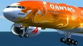 FSX HD Posky 777 Qantas Special Paint landing [upl. by Euginom]