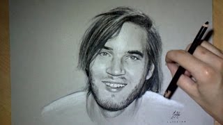 Drawing time lapse PewDiePie Portrait [upl. by Shifra555]