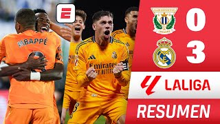 REAL MADRID GOLEÓ 30 a LEGANÉS GOLES de MBAPPÉ VALVERDE Y BELLINGHAM VINICIUS asistió  La Liga [upl. by Ireland89]