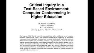 Online Pedagogy Community of Inquiry [upl. by Yaf]