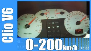 Renault Sport Clio 30 V6 Acceleration 0200 kmh LOUD Beschleunigung [upl. by Faustena]