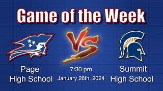 WCTV Basketball quotGames of the Weekquot  Page vs Summit  Jan 26 2024 [upl. by Mahgem94]