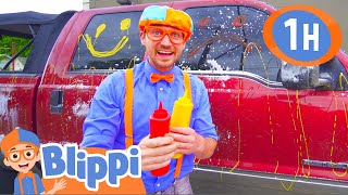 Learn to Wash Toy Trucks with Blippi  1 HOUR BEST OF BLIPPI  Blippi Toys  Educational Videos [upl. by Marozas]