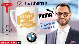 Märkte am Morgen Tesla IBM MercedesBenz BMW Lufthansa Puma Spotify Apple [upl. by Eras428]