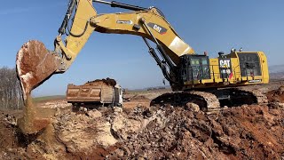 Caterpillar 385C Excavator Loading Rocks On Caterpillar Dumpers  SotiriadisLabrianidis Mining [upl. by Alegnasor456]