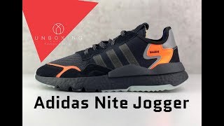 Adidas Nite Jogger ‘Core BlkCarbonActive Blue’  UNBOXING amp ON FEET  running shoes  2019 [upl. by Maggs]