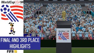 1994 World Cup SIM  Final amp 3rd Place Match Highlights [upl. by Flemming]