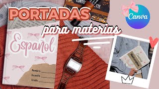 PORTADAS BONITAS PARA MATERIAS  ESPAÑOL Y CIENCIAS  CANVA🎀📔 [upl. by Beatrix]