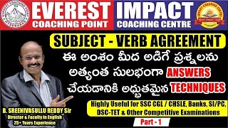 SUBJECT VERB AGREEMENT DEMO CLASS ONLINE COACHING FOR SSC CGL B SREENIVASULU REDDY DIRECTOR [upl. by Drofkcor381]