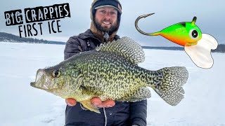 Ice Fishing BIG First Ice Crappies With NEW LURE [upl. by Hekker]