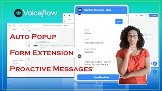 Voiceflow chatbot integration with website proactive message automatic popup amp form extension [upl. by Yrelle362]