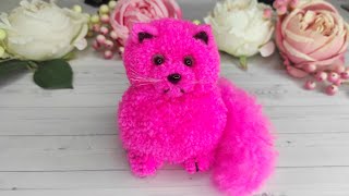 A Cats Making of pompoms A Cats made of Wool Yarn DIY ideas from pompoms [upl. by Egidio]