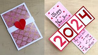 DIY  Happy New Year 2024 Card  New Year Greetings Card  Handmade Card For New Year [upl. by Donegan747]