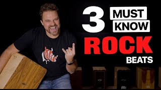 3 MUST KNOW Rock Beats For Beginner Cajon Players [upl. by Richelle]