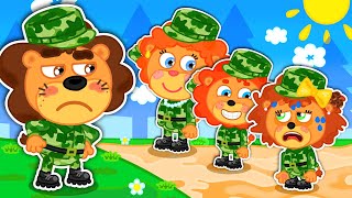 Lion Family USA  Become Soldiers for 24 Hours  Family Kids Cartoons [upl. by Crowns]