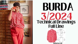 Burda 32024 Technical Drawings Full Line  Burda Mart 2023 Teknik Çizimler [upl. by Ainoet352]