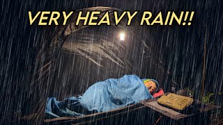 Very Heavy Rain Camping‼️Solo Camping in Floating Tent in Rainstorm [upl. by Ronoel]