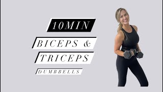 10min arm workout biceps and triceps with dumbbells or water bottles 10 excercises NO REPEAT [upl. by Enilehcim]