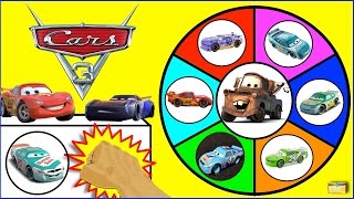 CARS 3 TOYS Spinning Wheel Game  Movie Cars 3 Surprise Toys w Lightning McQueen [upl. by Niotna]