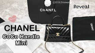 CHANEL REVEAL Chevron CoCo Handle Mini Flap Black [upl. by Corliss]