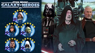 Star Wars Galaxy of Heroes Jedi Master LukeJedi Knight Cal Datacron Vs Sith Eternal Emperor [upl. by Nodnek]