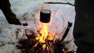 Adirondack winter snowshoeing with friends Coffee bacon and feathersticks [upl. by Annaet]