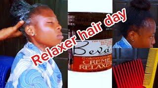 Quick tutorial HOW TO SAFELY RELAX YOUR HAIR LIKE A PRO AT HOME Relaxer Routine 🌿💇‍♀️ [upl. by Nhguavad]