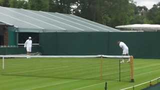 Roger Federer and Andy Murray in practice at Wimbledon [upl. by Pearle547]