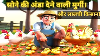 सोने की अंडा देनेवाली मुर्गी। hindi kahaniya । moral story । funny video। Animation videos [upl. by Ydroj]