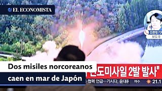 Dos misiles norcoreanos caen en la zona económica exclusiva marítima de Japón [upl. by Dulci36]