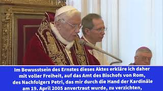 Papst Benedikt  Rücktritt auf Latein mit deutscher Übersetzung [upl. by Barbara-Anne448]