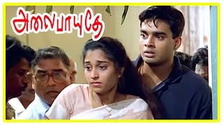 Alaipayuthe Scenes  Shalinis father passes away  Shalini and Madhavan fight  AR Rahman [upl. by Jer]