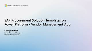 Vendor Management App  SAP Procurement Solution Templates on Power Platform [upl. by Artenra]