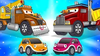 Crane Truck vs Super Dump Truck  Police Car Cartoon Songs [upl. by Timothea]