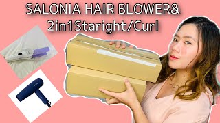 SALONIA HAIR DRYER amp 2way straightcurl Iron UNBOXINGmy pollen allergy🤧 [upl. by Jona]