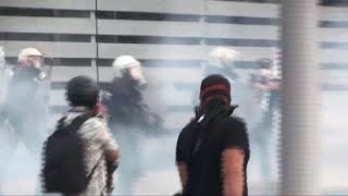 AntiMacedonia deal protesters clash with police in Thessaloniki [upl. by August]