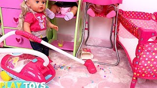 Baby Doll Cleans the Dollhouse Play Toys [upl. by Copland]