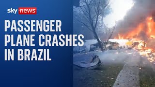 Passenger plane carrying 61 people crashes in Brazil [upl. by Annoed]