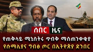 ሰበር ዜና  የጠቅላይ ሚኒስትሩ ጥብቅ ማስጠንቀቂያ  የሱማሊያና ግብፅ ጦር በኢትዮጵያ ድንበር [upl. by Aisirtap]