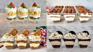 4 Easy NO BAKE Dessert Cup Recipes No Eggs No Gelatine No Alcohol [upl. by Aicemat]